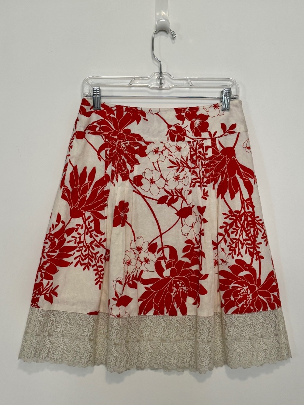 Ann Taylor Orange/Cream Skirt with Lace, size Petite 4